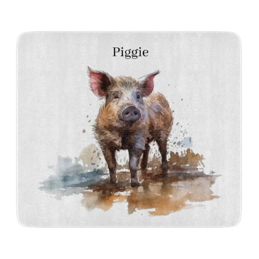 Speelse Biggetje, op maat Snijplank (Voorkant)