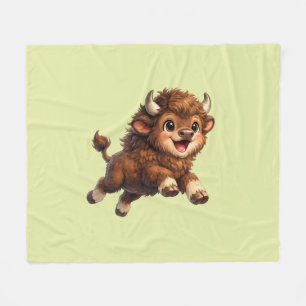 Speelse Bizon Rent Wild in een Charmante Koele Fleece Deken