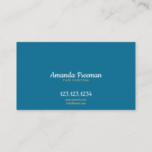 Speelse Blauw en Geel Kind Gezichtsschilder Visitekaartje (Achterkant)