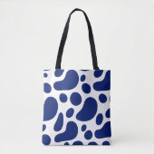 Speelse Blauwe Abstracte Blobs op White Pattern Tote Bag (Voorkant)