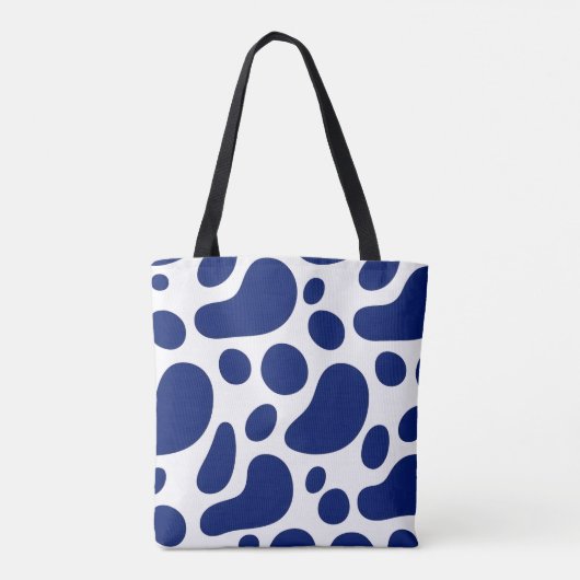 Speelse Blauwe Abstracte Blobs op White Pattern Tote Bag (Achterkant)