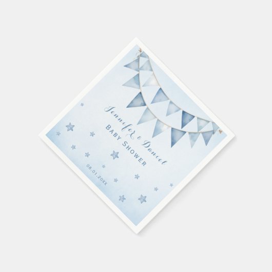 Speelse Blauwe Baby shower Sterren Pennant Garland Servet (Hoek)