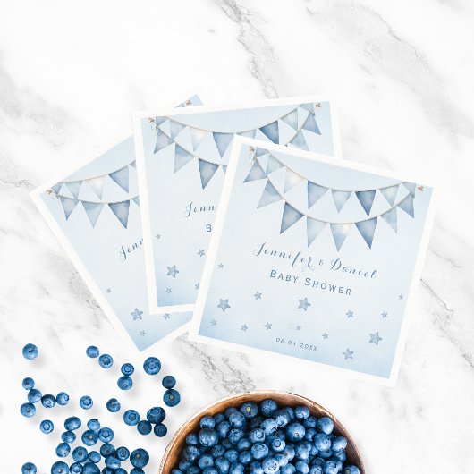 Speelse Blauwe Baby shower Sterren Pennant Garland Servet