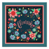 Speelse Blauwe Bloei Inspirerend  Foto Afdruk (Voorkant)