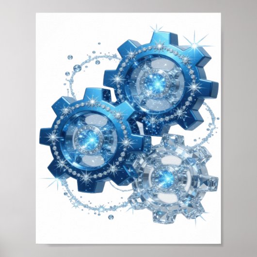 Speelse Blauwe BLUE GEAR Poster (Voorkant)