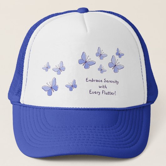 Speelse blauwe caleidoscoop van vlinders zomer trucker pet (Voorkant)