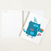 Speelse Blauwe Cartoon Monster met Feesthoed Planner (Display)