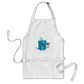 Speelse Blauwe Cartoon Monster met Feesthoed Standaard Schort (Voorkant)