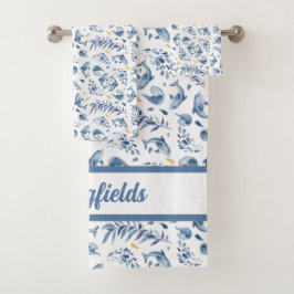 Speelse Blauwe Dolfijnen en Golven Bad Handdoek