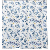 Speelse Blauwe Dolfijnen en Golven Douchegordijn (Voorkant)