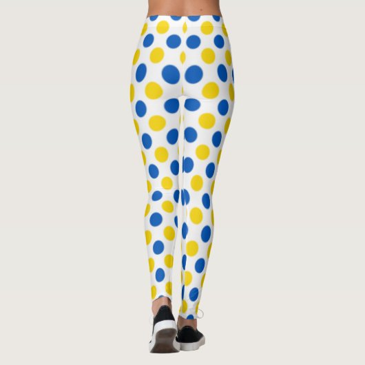Speelse Blauwe en Gele Polka Dot Leggings (Achterkant)