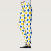 Speelse Blauwe en Gele Polka Dot Leggings (Links)