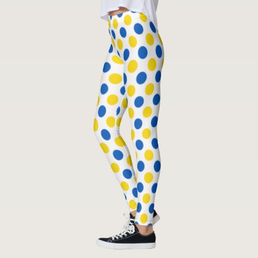 Speelse Blauwe en Gele Polka Dot Leggings (Links)