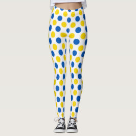 Speelse Blauwe en Gele Polka Dot Leggings