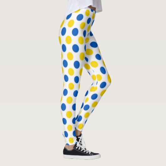 Speelse Blauwe en Gele Polka Dot Leggings (Rechts)