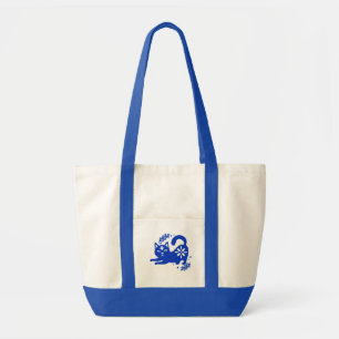 Speelse Blauwe Kat Canvas Tas – CozyBun