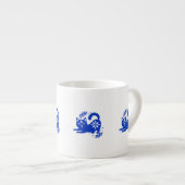 Speelse Blauwe Kat Espressokop – CozyBun Espresso Kop (Voorkant rechts)