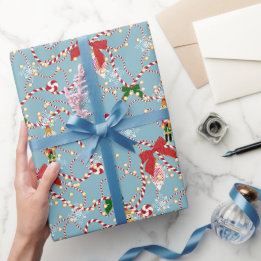 Speelse Blauwe Notenkraker Snoepriet Guirlande Cadeaupapier