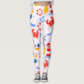 Speelse blauwe oceaan dieren leggings (Voorkant)