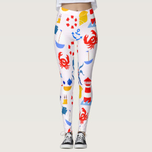 Speelse blauwe oceaan dieren leggings