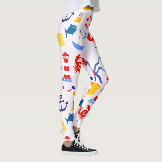 Speelse blauwe oceaan dieren leggings (Rechts)