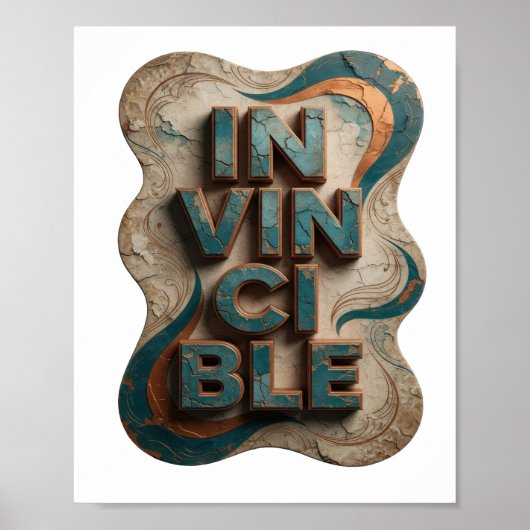 Speelse Blauwe ONOVERWINNELIJKE Print (Voorkant)