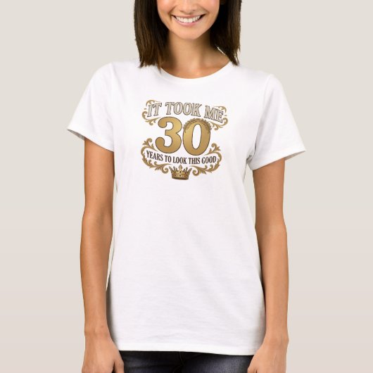 Speelse Blauwe TOOK 30 LOOK GOOD 2D Statement Ontw T-shirt (Voorkant)
