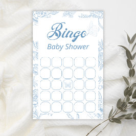 Speelse Blauwe Vlinder Bloemen Baby shower Bingo
