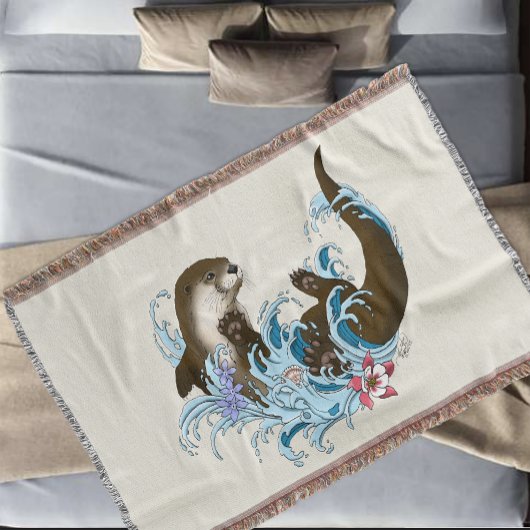 Speelse Blauwe Whimische Rivierotter Spat Schattig Deken