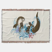 Speelse Blauwe Whimische Rivierotter Spat Schattig Deken (Voorkant)