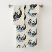Speelse Blauwe Whimsical Rivierotter Spat Schattig Bad Handdoek (Insitu)