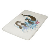 Speelse Blauwe Whimsical Rivierotter Spat Schattig Badmat (Gekanteld)