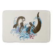 Speelse Blauwe Whimsical Rivierotter Spat Schattig Badmat (Voorkant)