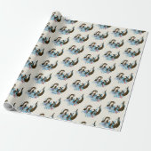 Speelse Blauwe Whimsical Rivierotter Spat Schattig Cadeaupapier (Uitgerold)