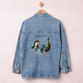 Speelse Blauwe Whimsical Rivierotter Spat Schattig Denim Jacket (Hangar)