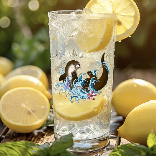 Speelse Blauwe Whimsical Rivierotter Spat Schattig Glas