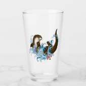 Speelse Blauwe Whimsical Rivierotter Spat Schattig Glas (Voorkant)