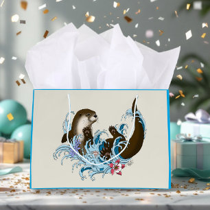 Speelse Blauwe Whimsical Rivierotter Spat Schattig Groot Cadeauzakje
