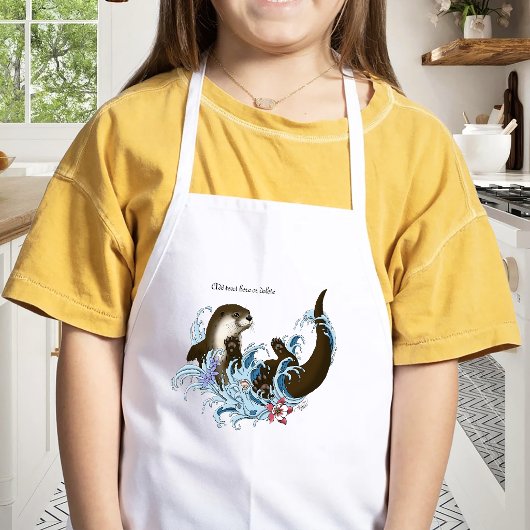 Speelse Blauwe Whimsical Rivierotter Spat Schattig Kinder Schort