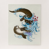 Speelse Blauwe Whimsical Rivierotter Spat Schattig Legpuzzel (Verticaal)