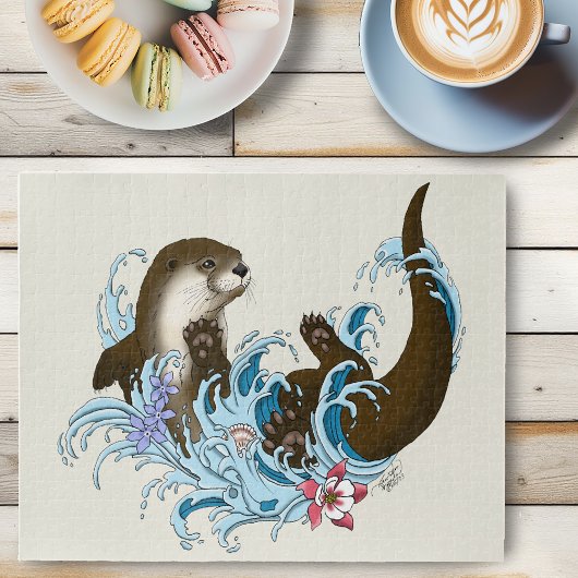 Speelse Blauwe Whimsical Rivierotter Spat Schattig Legpuzzel