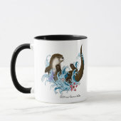 Speelse Blauwe Whimsical Rivierotter Spat Schattig Mok (Links)