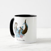 Speelse Blauwe Whimsical Rivierotter Spat Schattig Mok (Voorkant links)