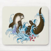 Speelse Blauwe Whimsical Rivierotter Spat Schattig Muismat (Voorkant)
