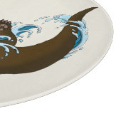 Speelse Blauwe Whimsical Rivierotter Spat Schattig Snijplank (Hoek)