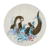 Speelse Blauwe Whimsical Rivierotter Spat Schattig Snijplank (Voorkant)