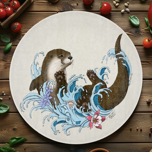 Speelse Blauwe Whimsical Rivierotter Spat Schattig Snijplank