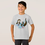 Speelse Blauwe Whimsical Rivierotter Spat Schattig T-shirt (Voorkant volledig)