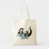 Speelse Blauwe Whimsical Rivierotter Spat Schattig Tote Bag (Voorkant)