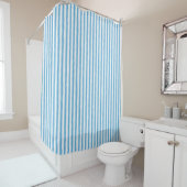 Speelse Blauwe Witte Streep Preppy Douchegordijn (In situ)